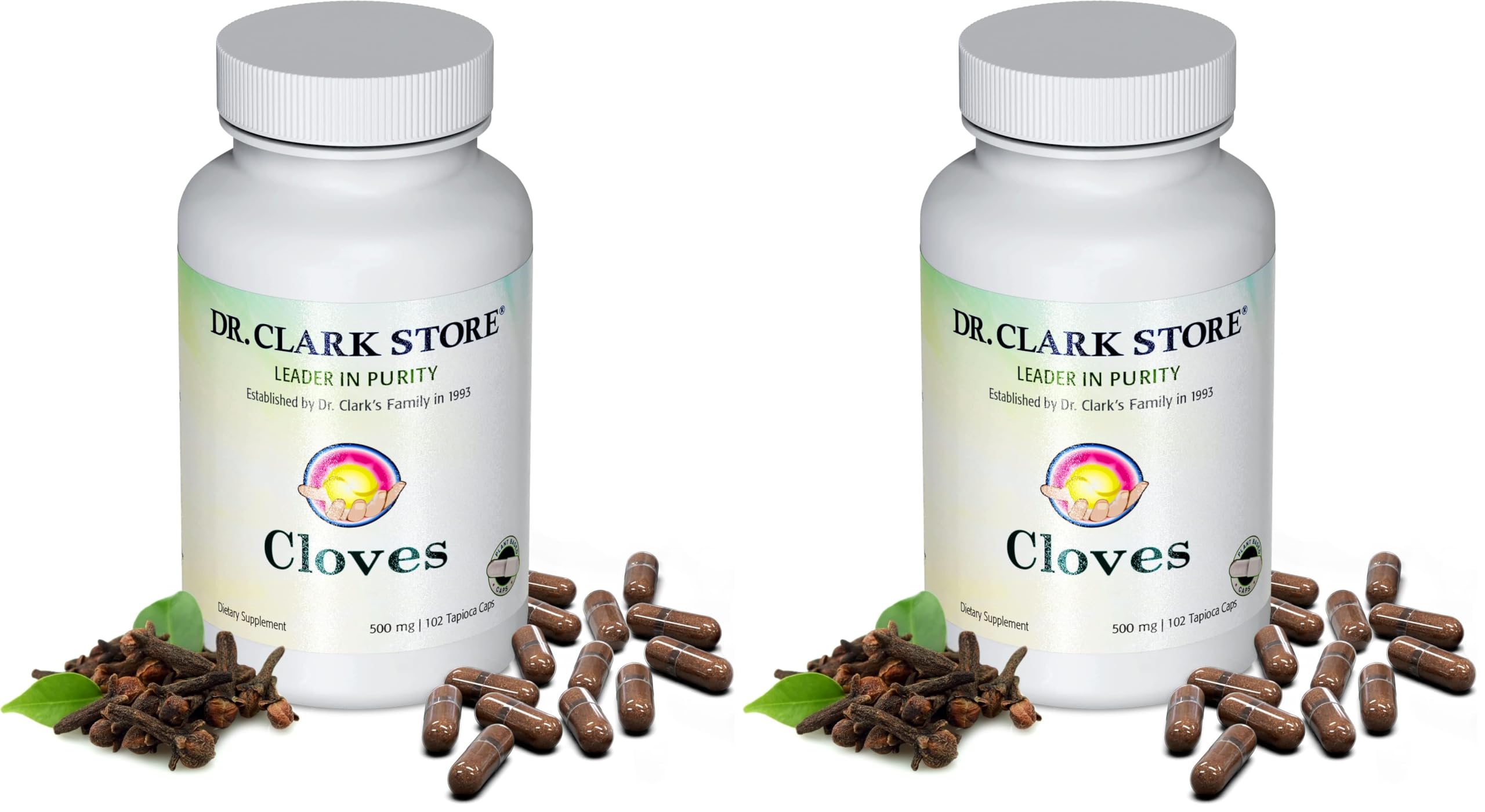 Front label of Dr Clark Store Cloves Vegetarian 500mg 102 Tapioca Capsules Pack 2