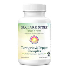 Dr Clark Store Turmeric & Black Pepper Extract bottle with 710mg per capsule and 100 capsules