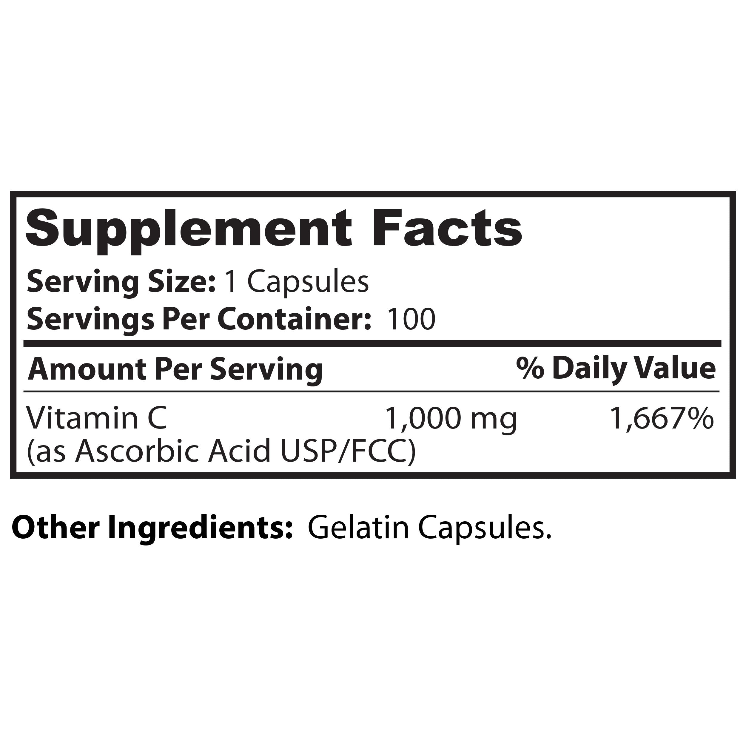 Gluten-free Dr Clark Vitamin C 1000mg dietary supplement