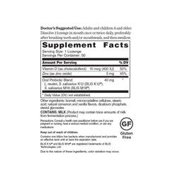 Close-up of probiotic strains and vitamins on label