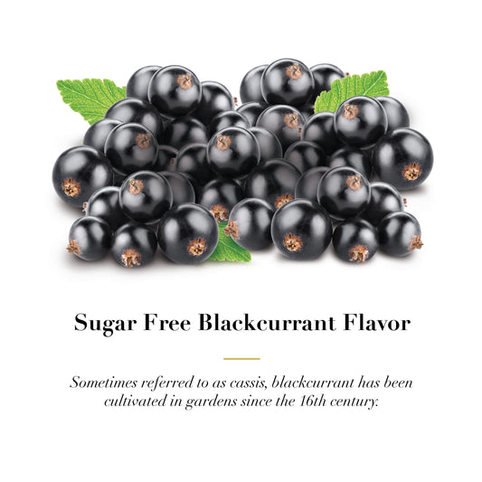 Close-up of blackcurrant pastilles packaging