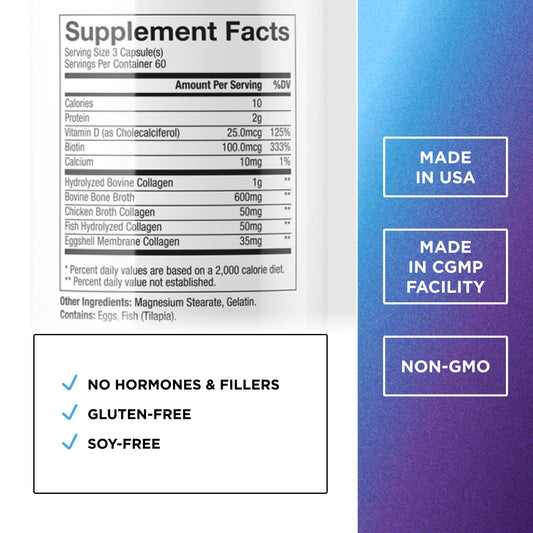 Biotin and collagen supporting hair, skin and nails