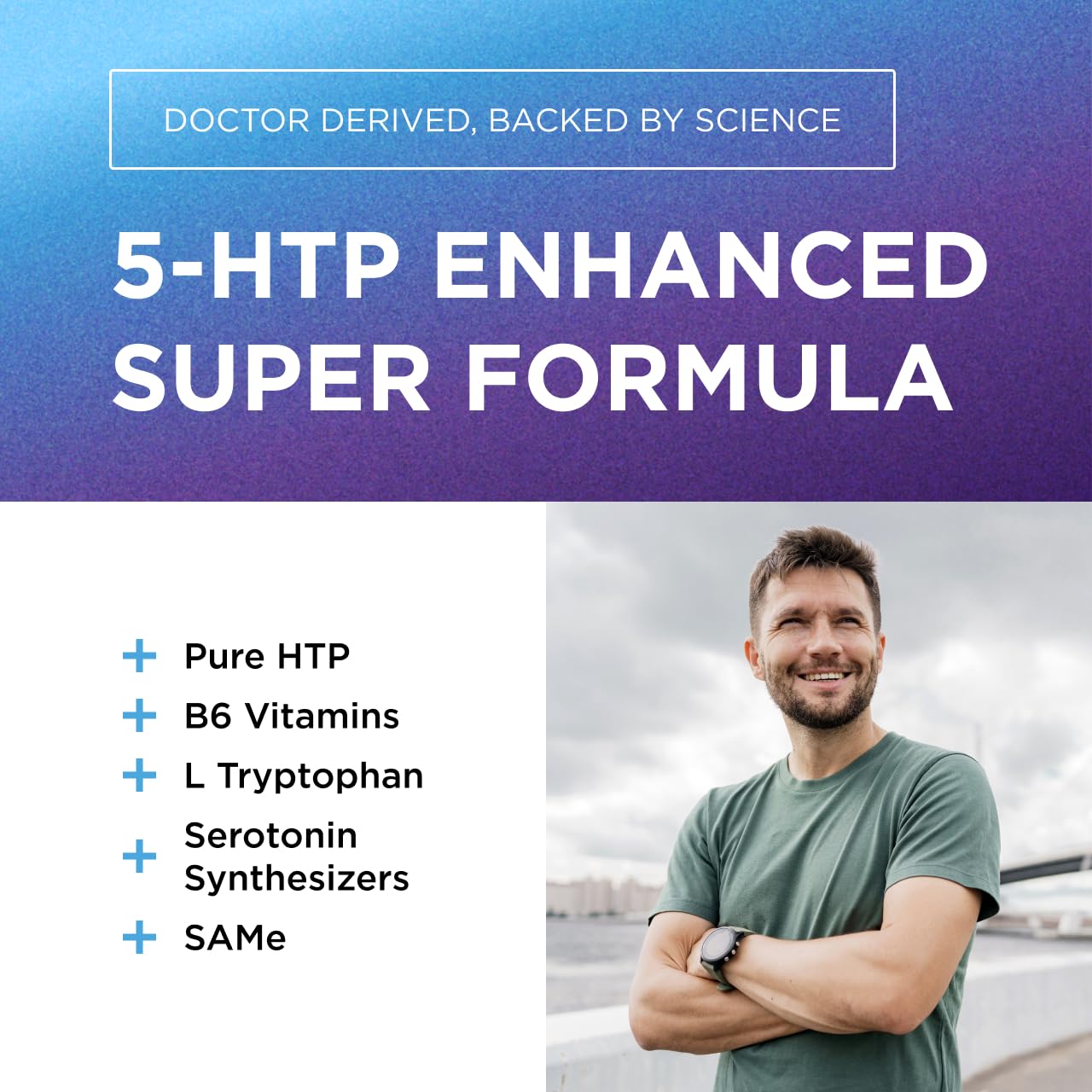 Calm and relaxed mood concept with 5-HTP Plus