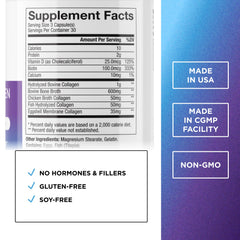 Back label showing nutrition facts for DR. EMIL Multi Collagen Plus