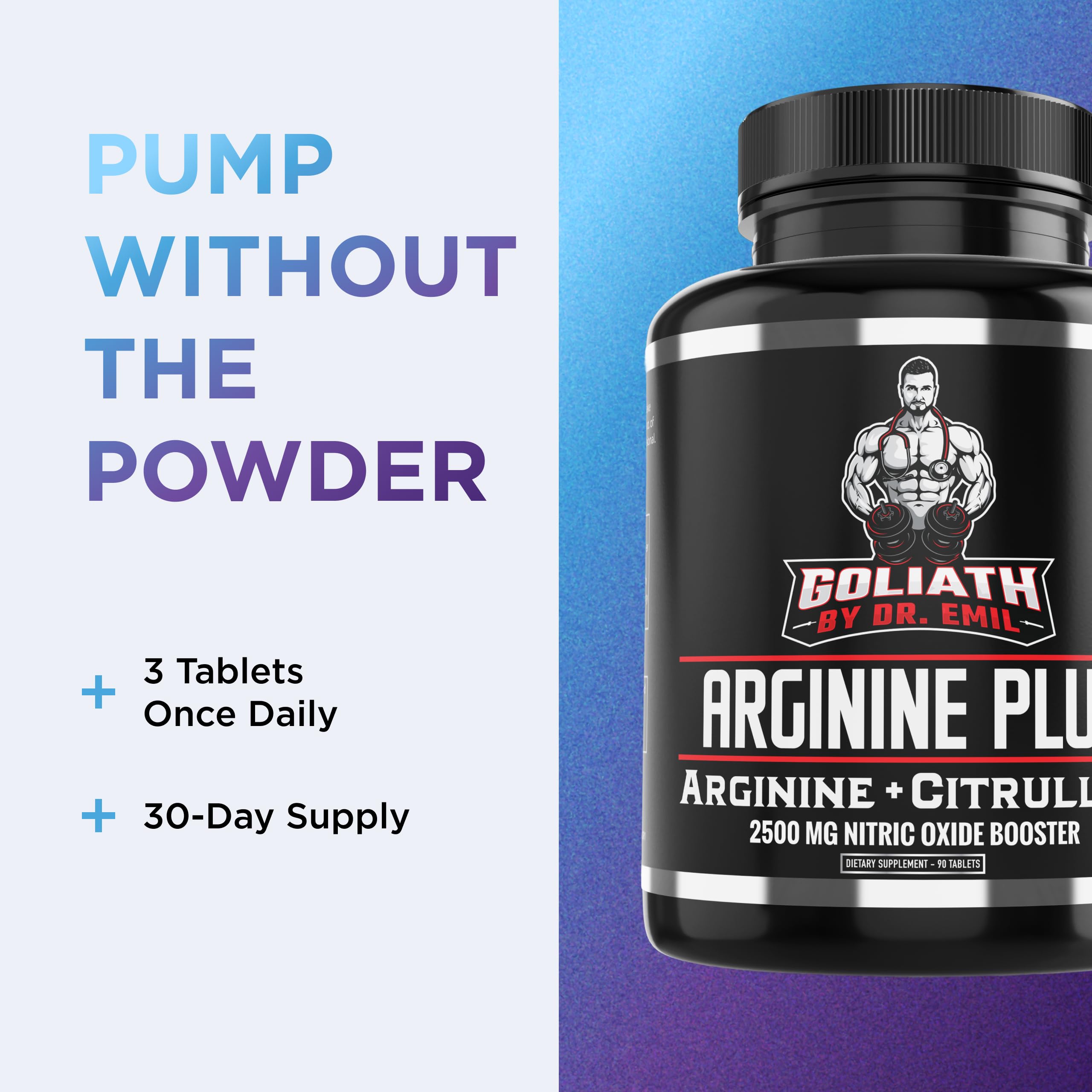 Arginine and Citrulline Malate 2:1 ratio graphic on label