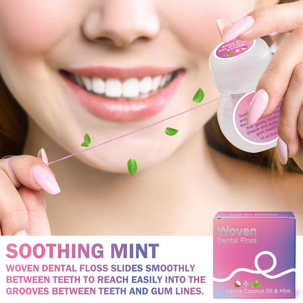 Close-up of pink mint floss spool illustrating the expanding floss design