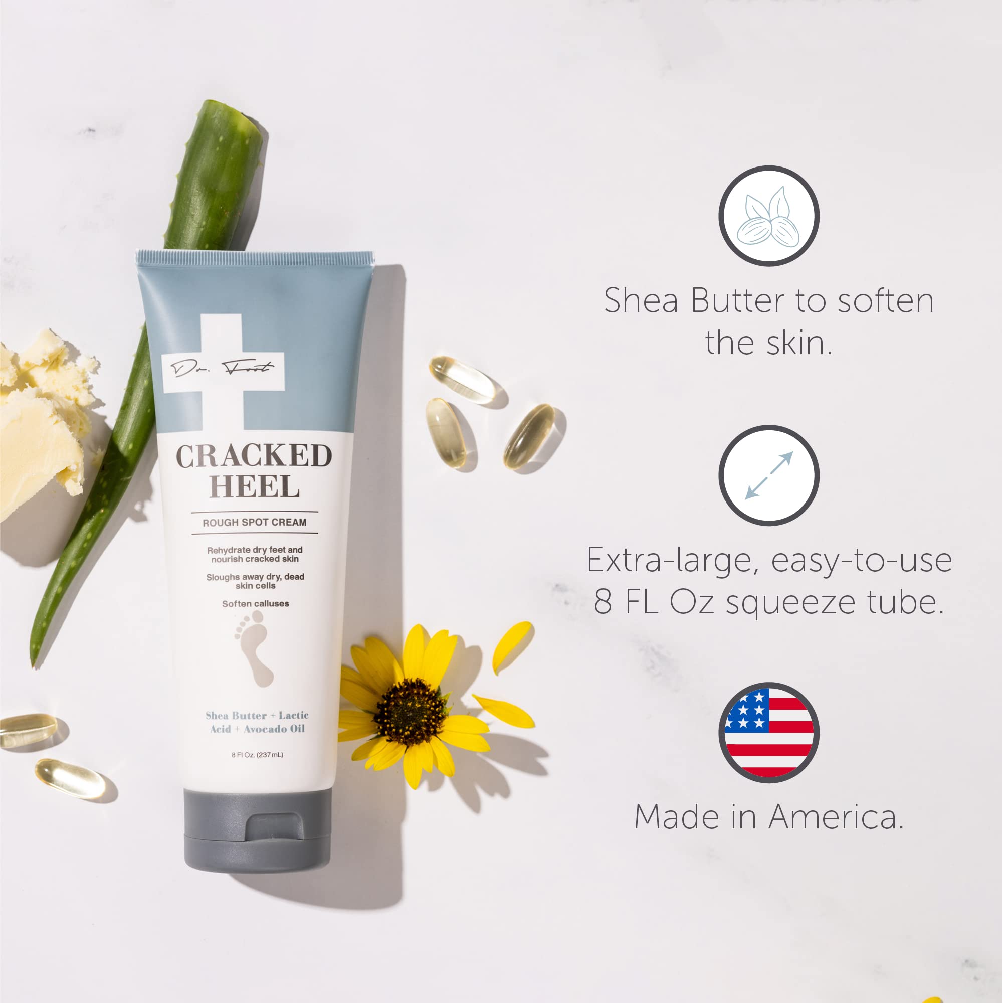 Dr. Foot application on heel demonstrates targeted treatment for cracked skin.