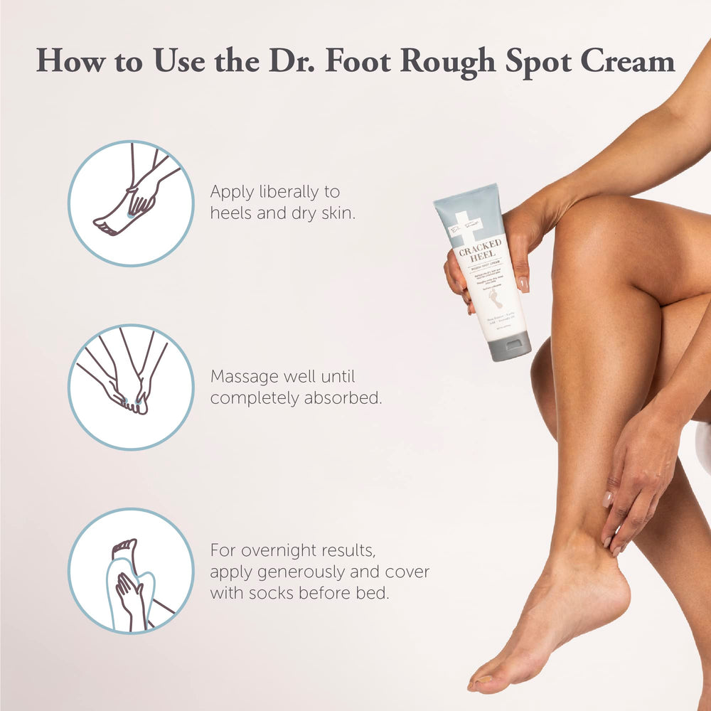 Dr. Foot night care treatment promotes overnight comfort and gentle repair.