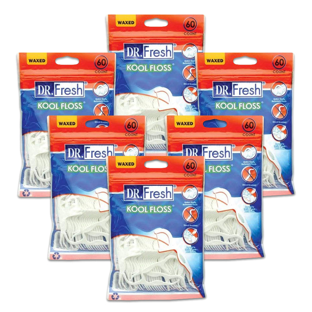 Dr. Fresh Kool Floss Picks – 360 total (60-count packs x 6)