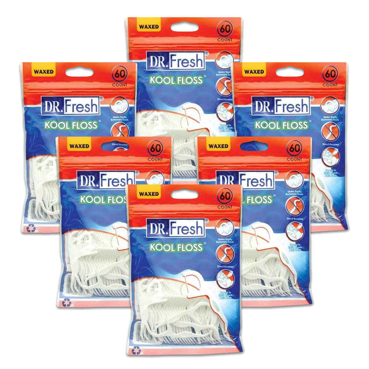 Dr. Fresh Kool Floss Picks – 360 total (60-count packs x 6)