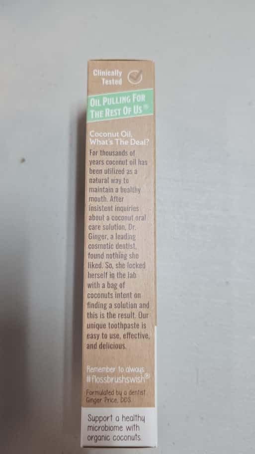 Coconut oil toothpaste packaging close-up - image 4