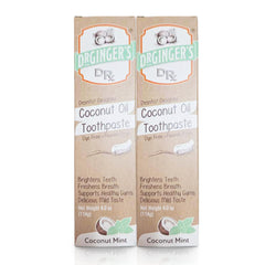 Front view of Dr. Ginger's Coconut Oil Fluoride Free Toothpaste 4oz 2-pack