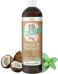 Dr. Ginger’s Coconut Oil Pulling Mouthwash bottle with mint flavor