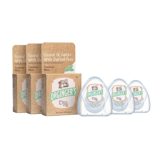 Dr. Ginger's White Charcoal Dental Floss with flat glide action, image 1