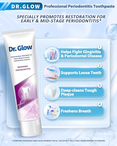 Close-up view of Dr. Glow toothpaste label