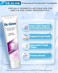 Close-up view of Dr. Glow toothpaste label