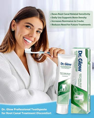 Dr. Glow Post-Root-Canal Toothpaste bottle displayed on white background