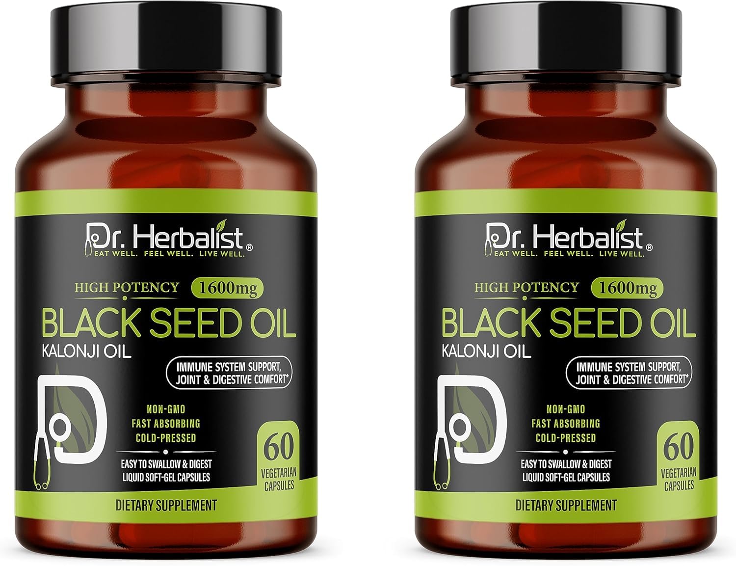 Dr. Herbalist Black Seed Oil Capsules bottle with 120-count label