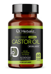 Dr. HERBALIST Castor Oil Capsules digest scene suggests gentle digestive support.