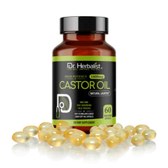 Dr. HERBALIST Castor Oil Capsules skin-hair focus hints at vitality.