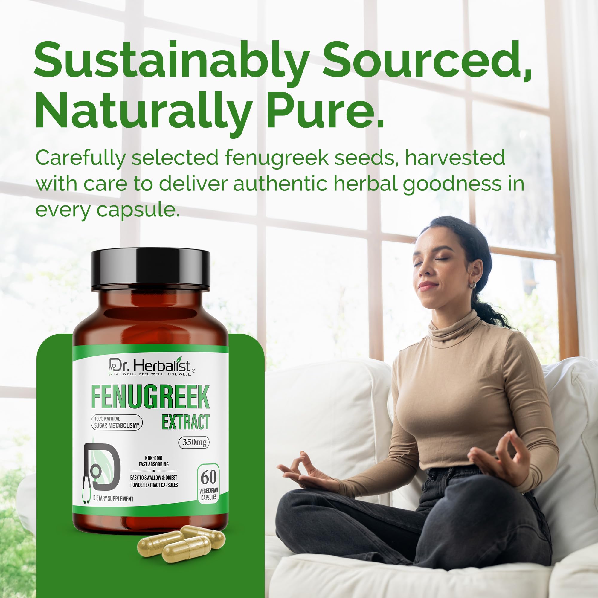 Daily use lifestyle image with fenugreek capsules