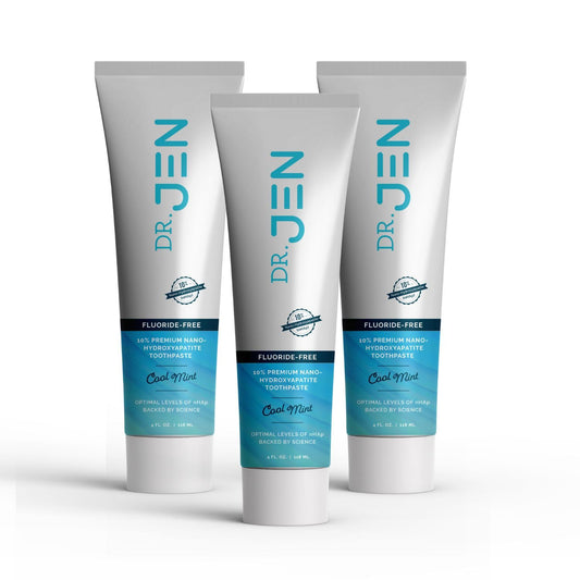 Dr Jen 10% Nano Hydroxyapatite Toothpaste - Fluoride Free, Xylitol - 4 oz Pack of 3