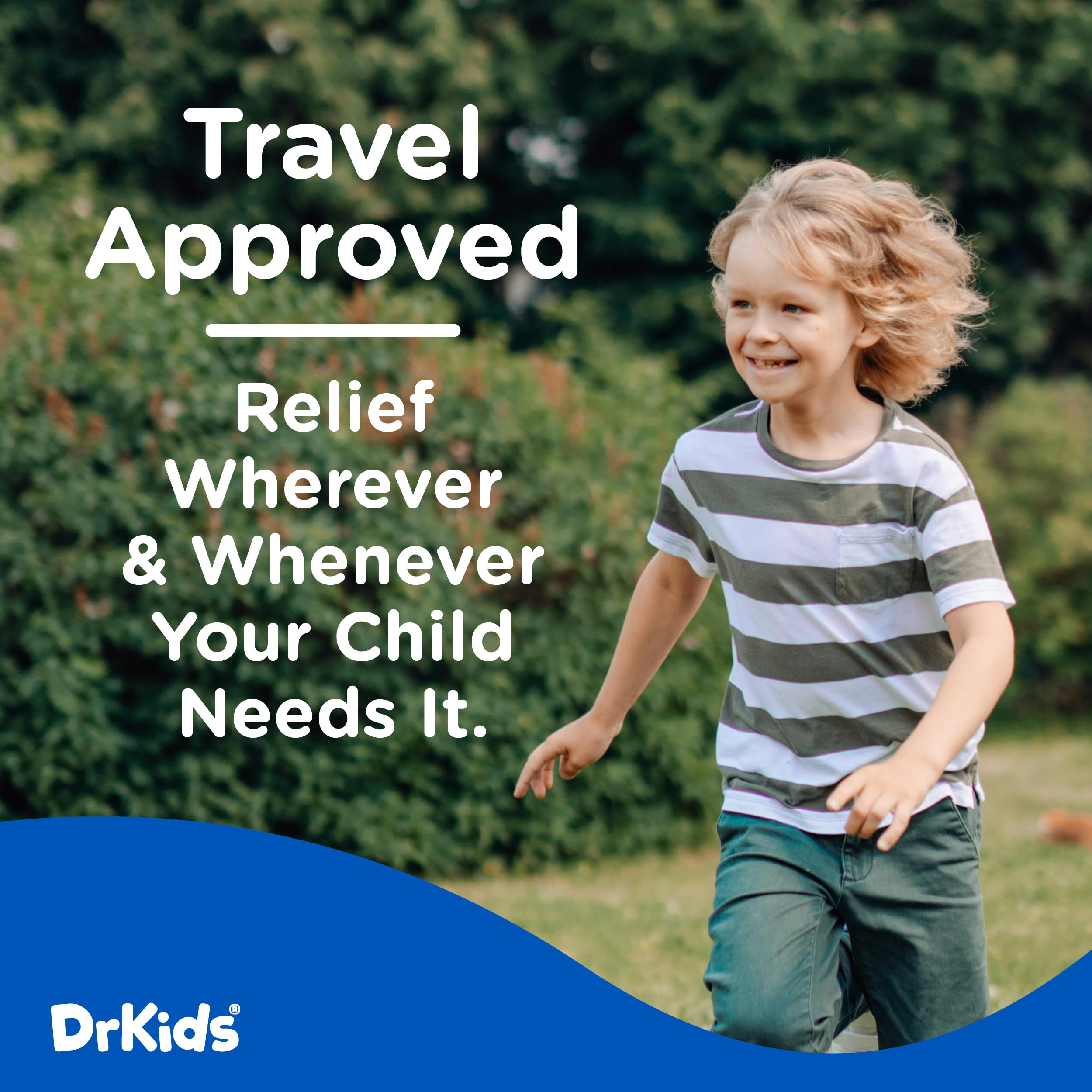 Dr. Kids alcohol-free and dye-free formula label highlights safe ingredients