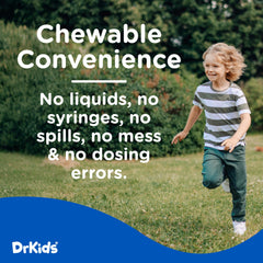 Dr. Kids chewables close-up shows soft texture for stress-free swallowing.