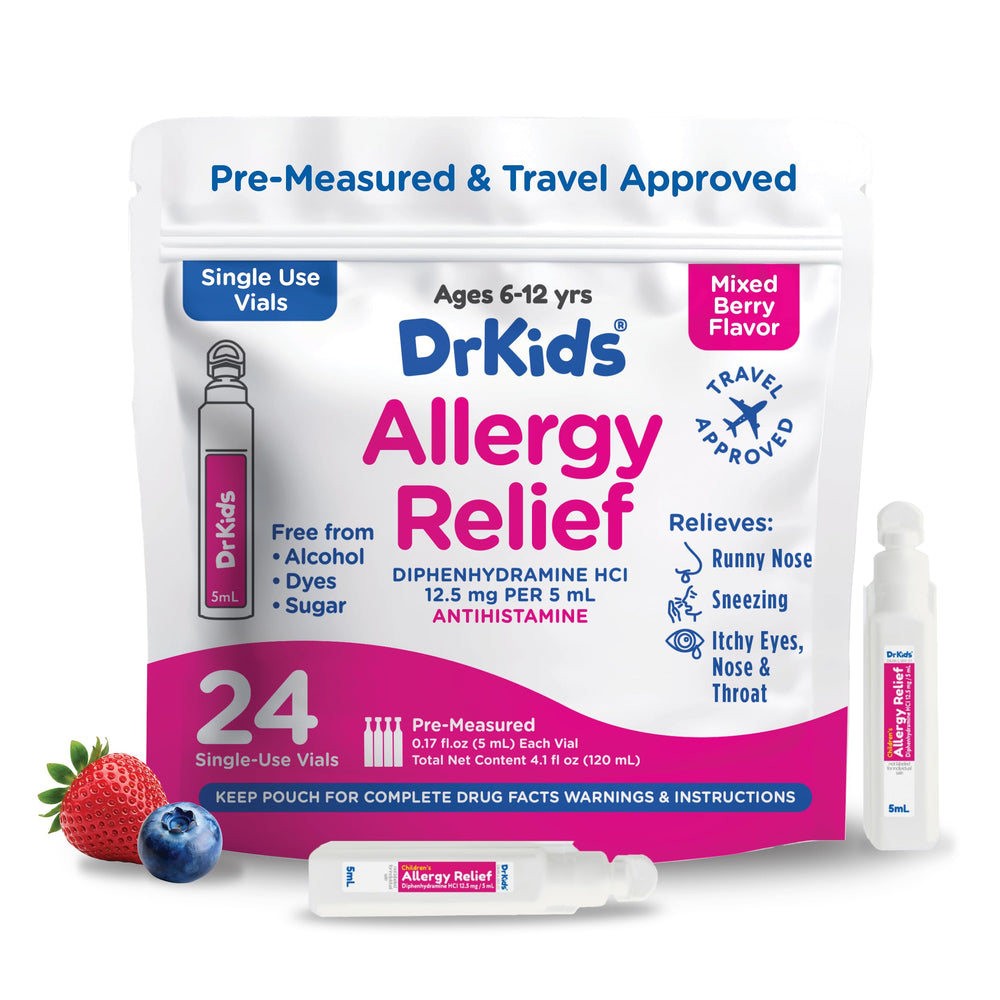 Dr. Kids diphenhydramine vial closeup for precise kid dosing