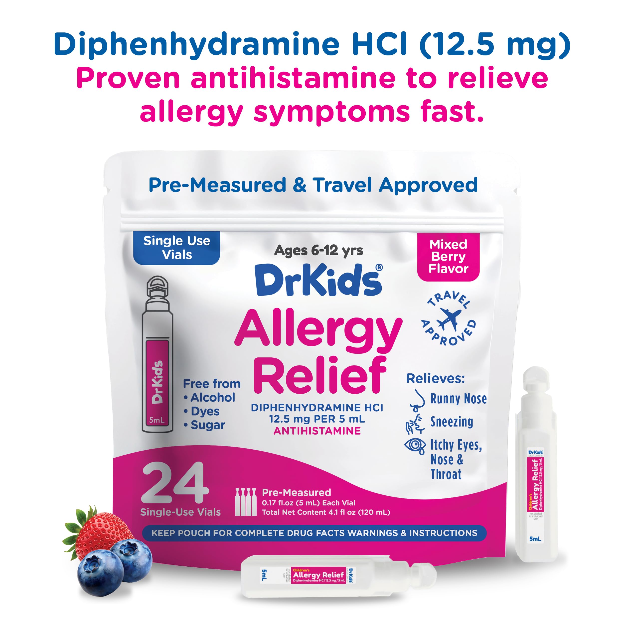 Dr. Kids dosing guide for ages 6 to 12 in packaging