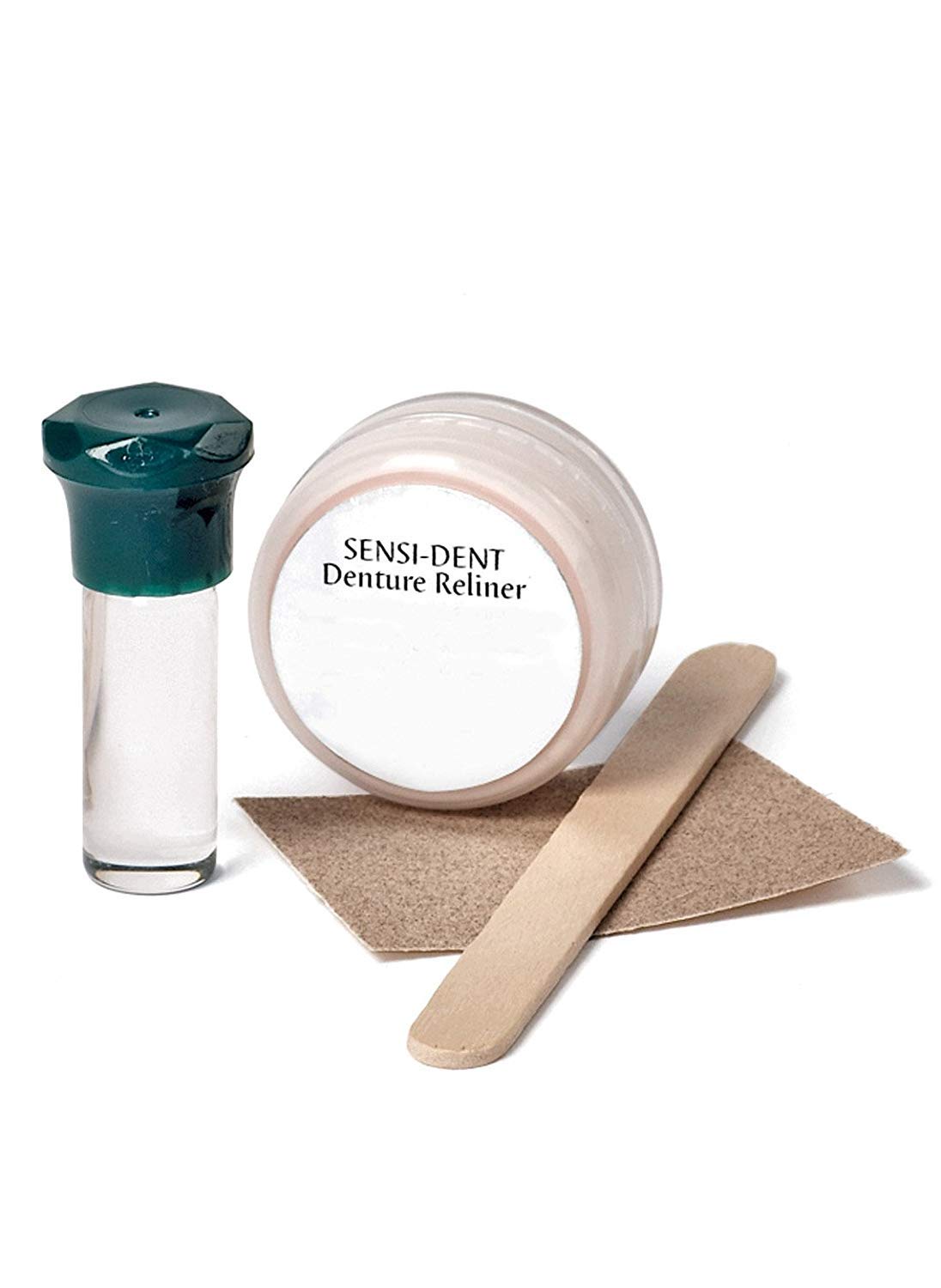 Dr. Leonard's Sensi-Dent Denture Reliner Kit box and components