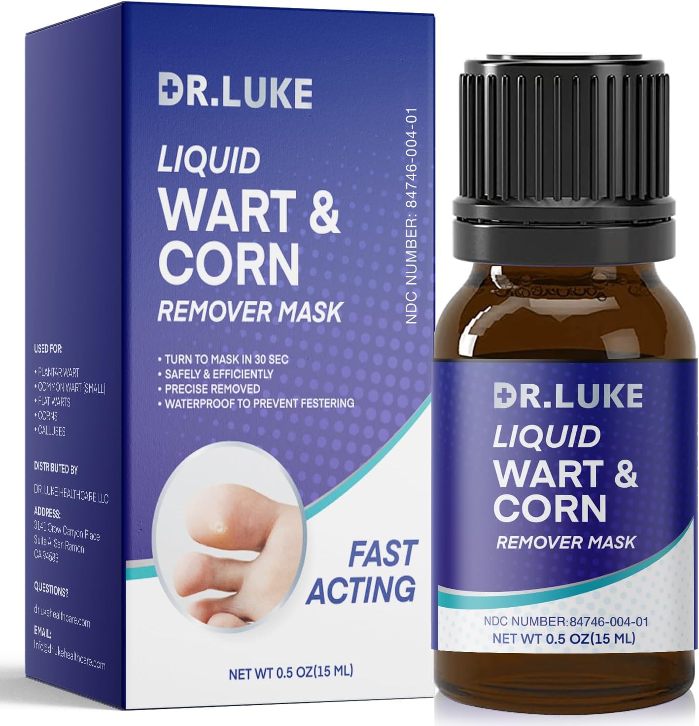 Dr. Luke Plantar Wart Remover packaging shown for convenient at-home wart and corn care.