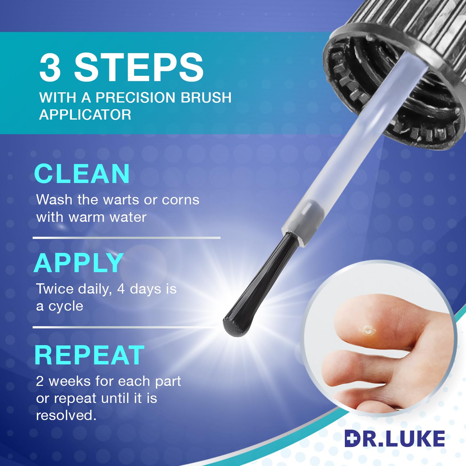 Dr. Luke Plantar Wart Remover toe treatment side view hints at foot use.