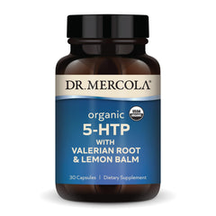 Bottle of Dr. Mercola Organic 5-HTP with Valerian Root & Lemon Balm