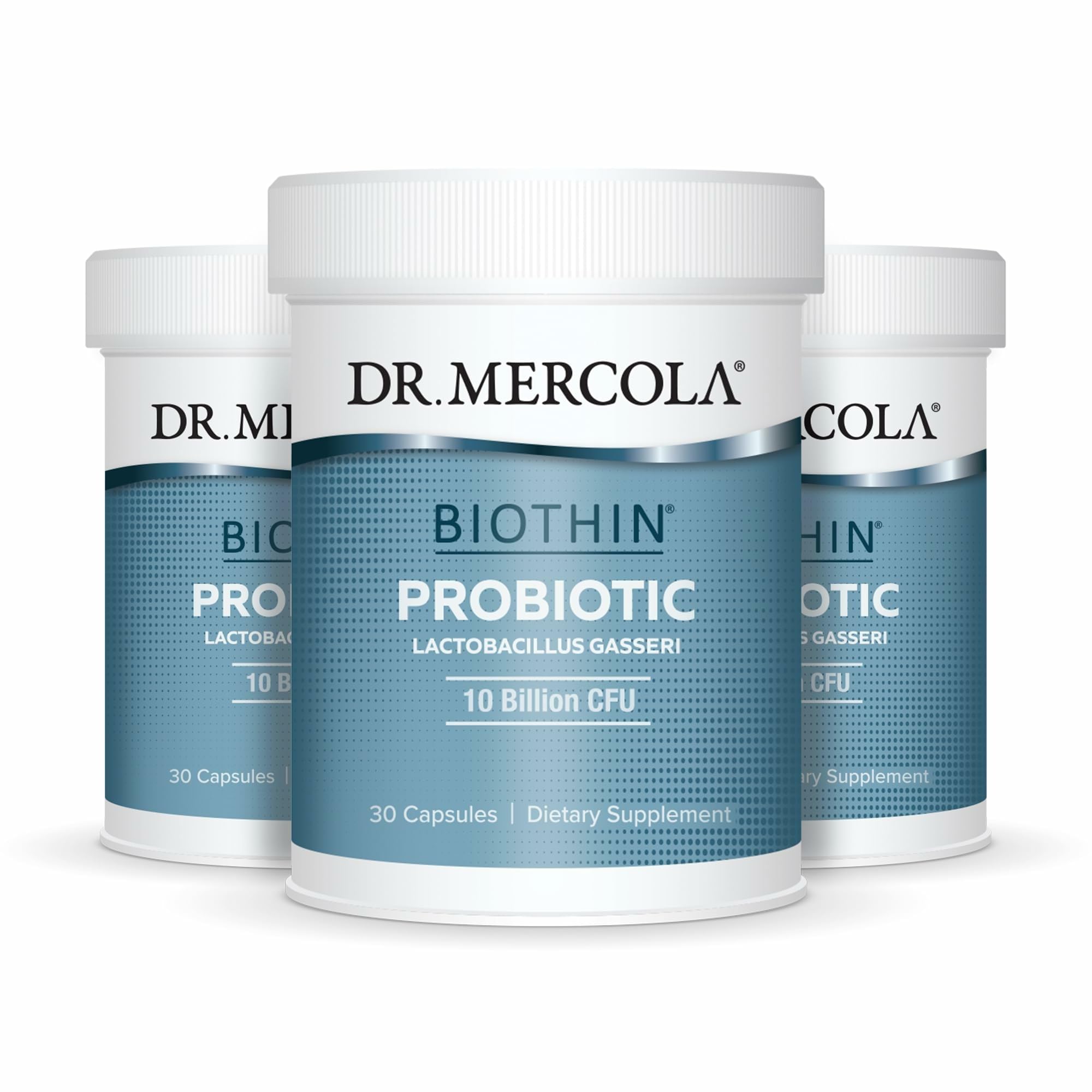 Dr. Mercola Biothin Probiotic bottle on a white background