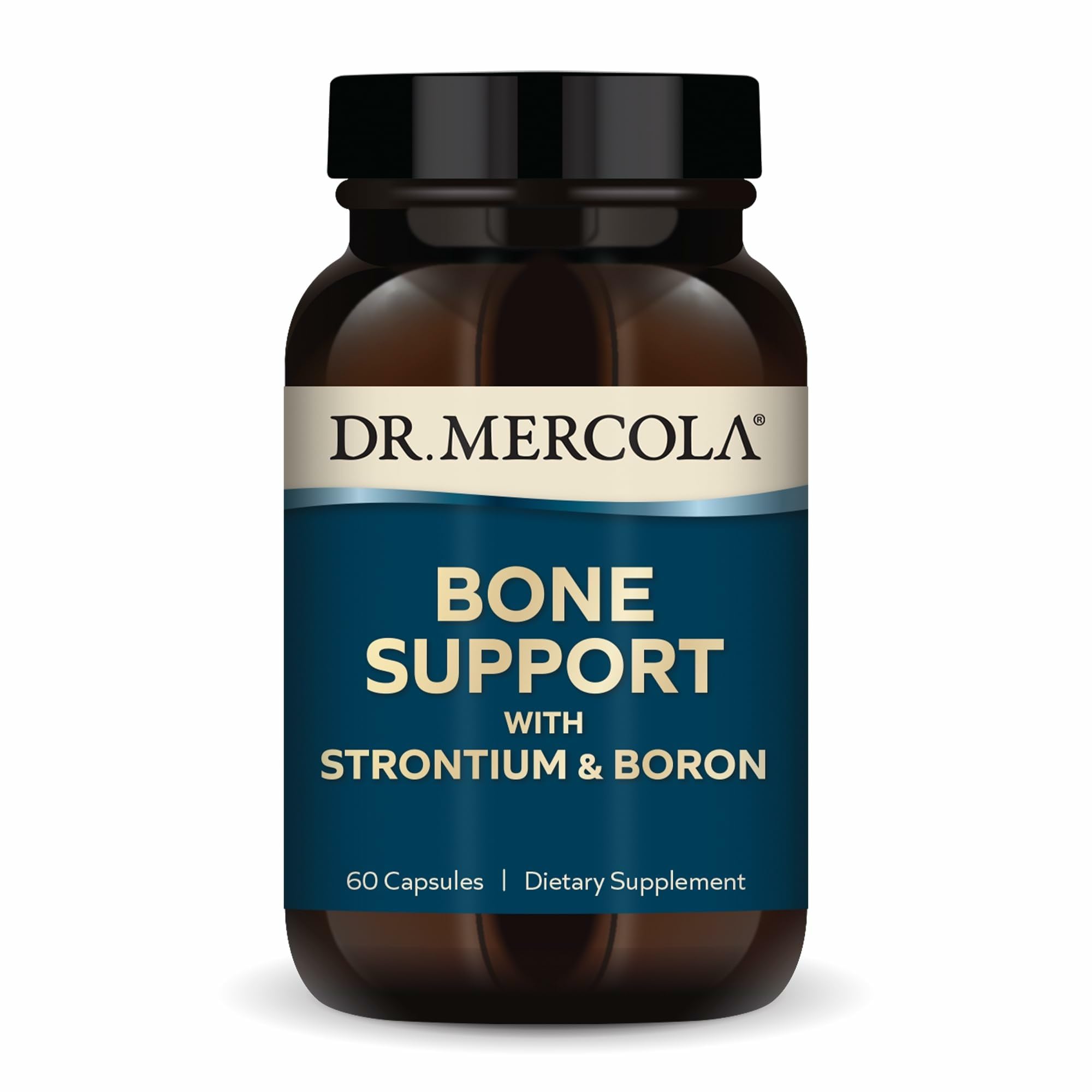 Dr. Mercola Bone Support bottle label with Strontium and Boron