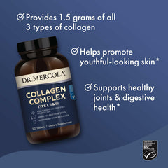 Hand holding Dr. Mercola Collagen Complex bottle for convenient daily routine