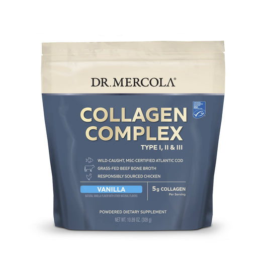 Dr. Mercola Collagen Complex Powder Vanilla canister