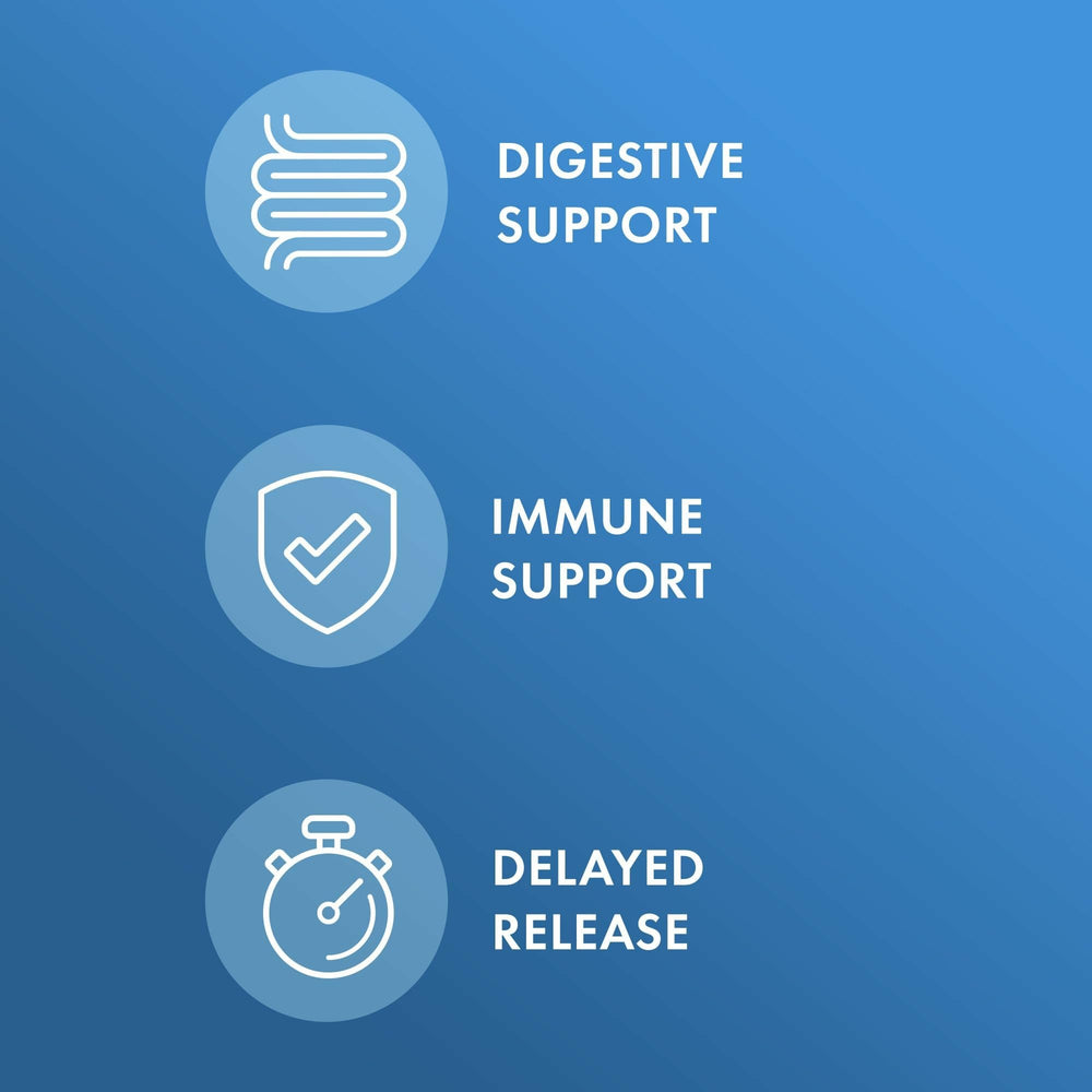 Graphic highlighting 10 probiotic strains included