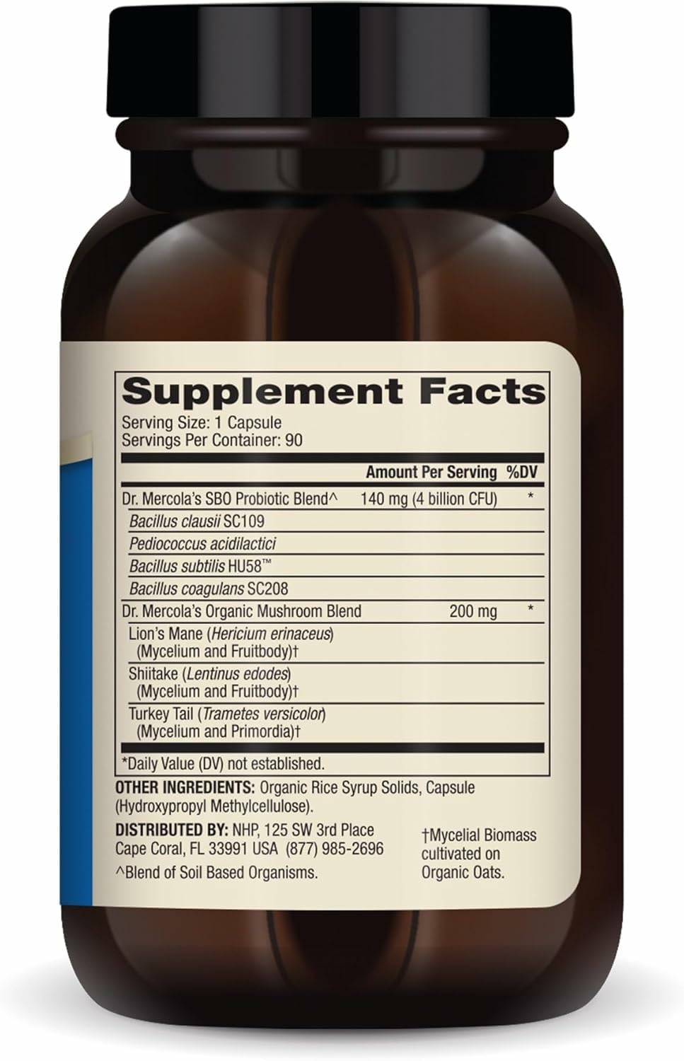 Front view of Dr. Mercola Probiotics SBO bottle