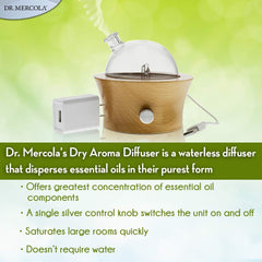Dr. Mercola diffuser nozzle disperses essential oil droplets for quick scent.