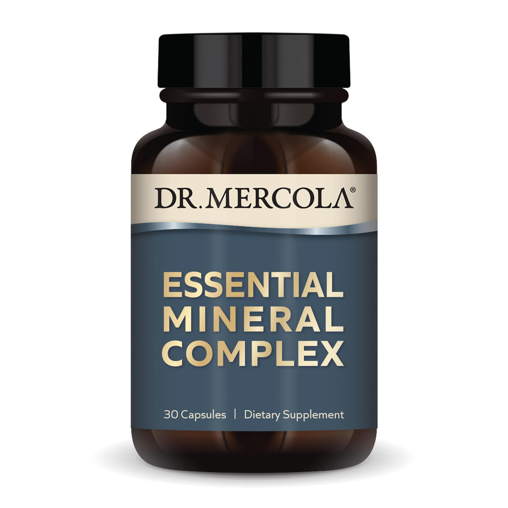 Dr. Mercola Essential Mineral Complex bottle and capsules