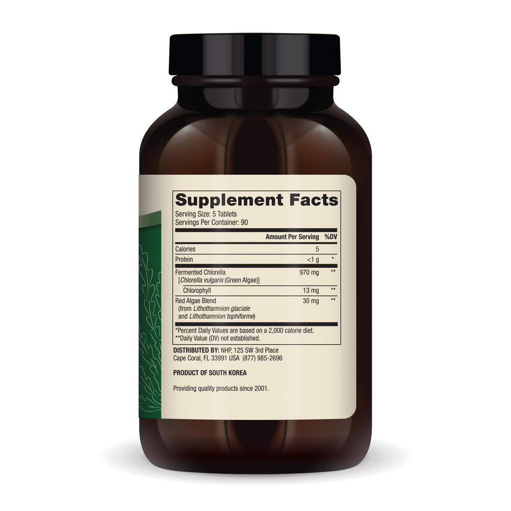 Packaging image showing Dr. Mercola Fermented Chlorella 90 Servings