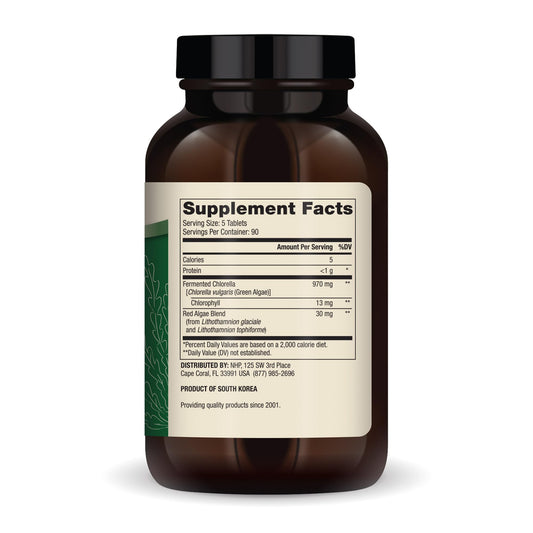 Packaging image showing Dr. Mercola Fermented Chlorella 90 Servings