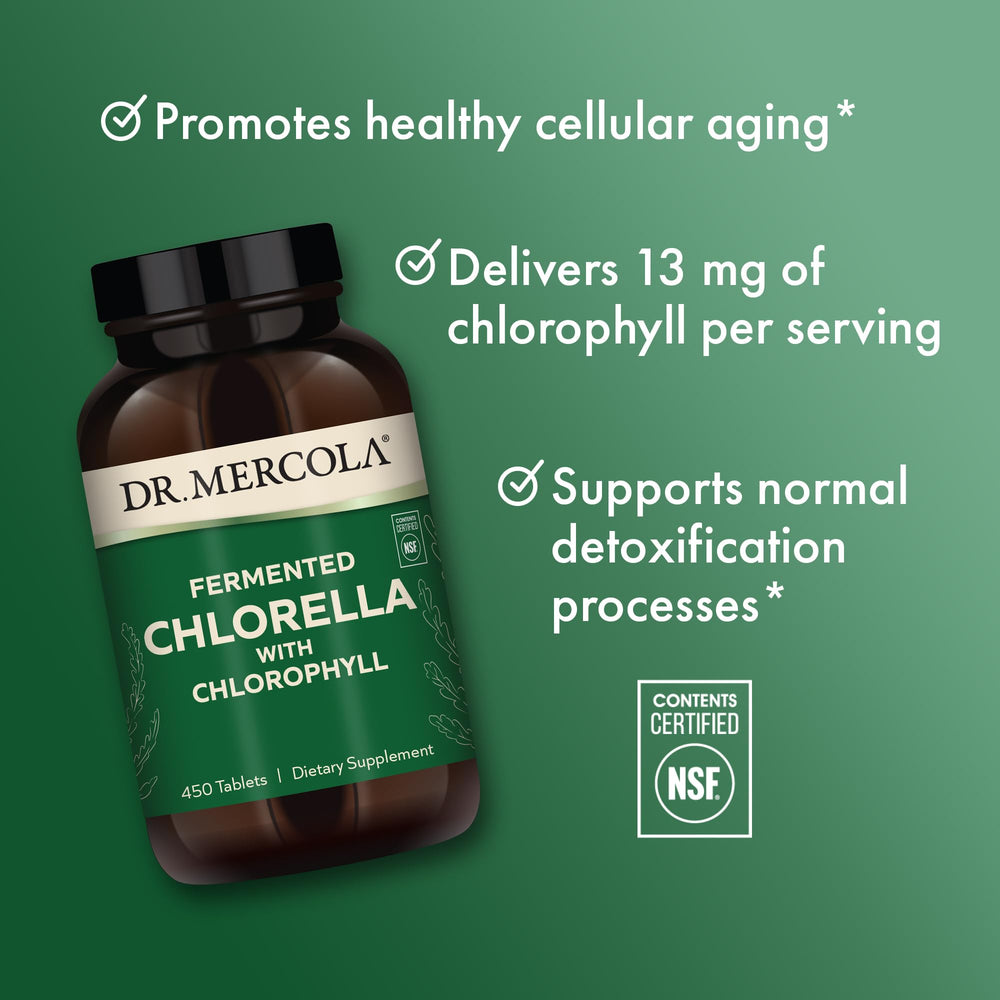 Ingredients label for Dr. Mercola Fermented Chlorella with Chlorophyll