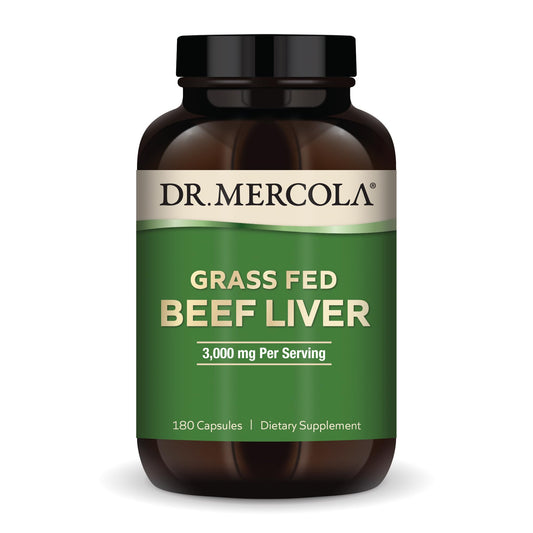 Dr. Mercola Grass-Fed Beef Liver bottle label