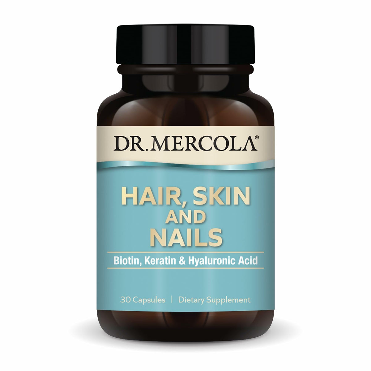 Dr. Mercola Hair, Skin & Nails bottle label
