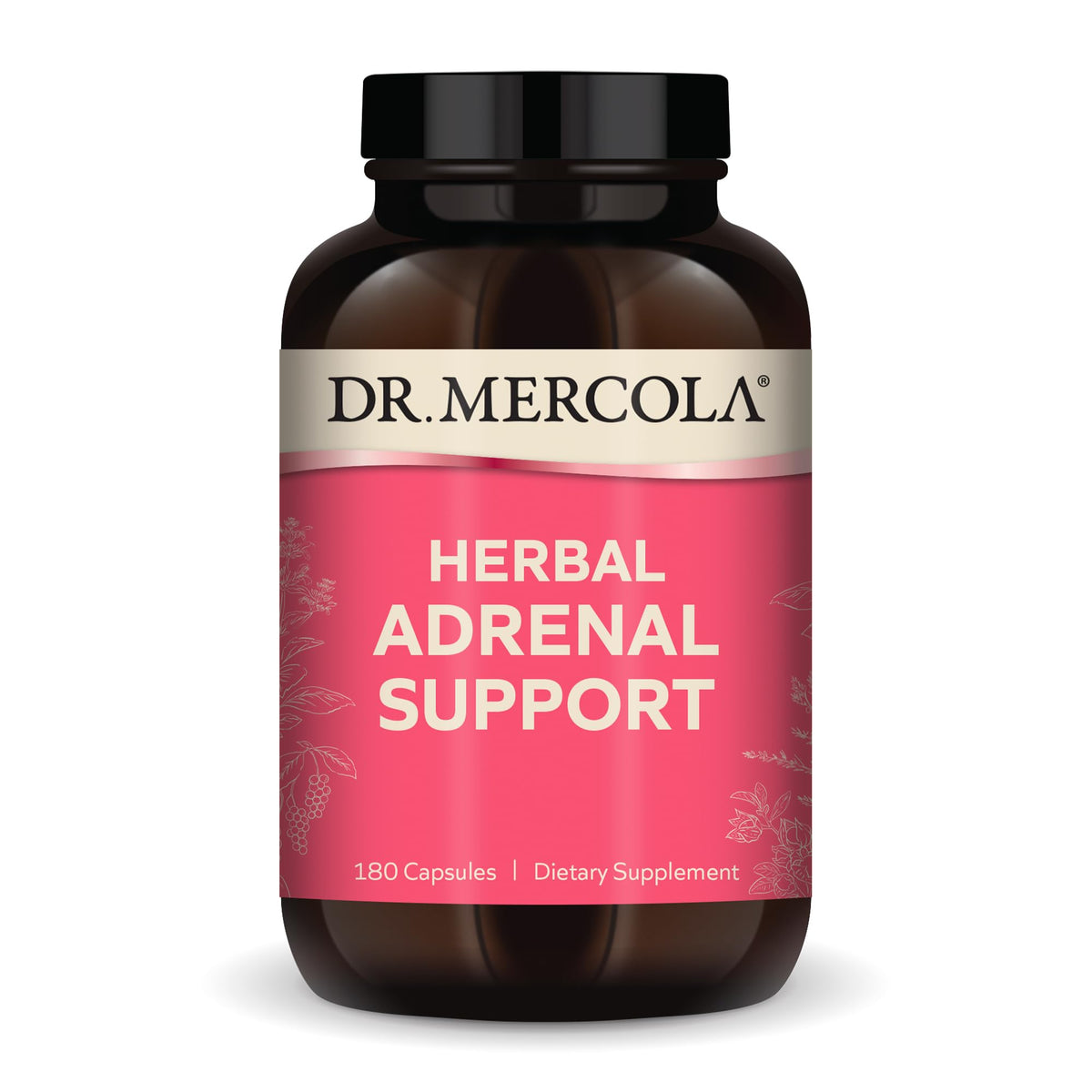 Dr. Mercola Herbal Adrenal Support bottle with outer packaging