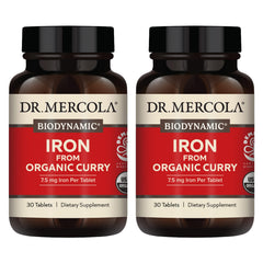 Bottle of Dr. Mercola Iron from Organic Curry – front view (2-pack)