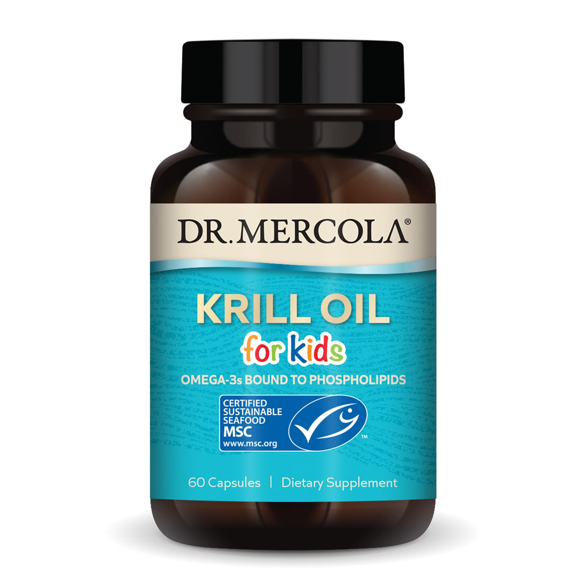 Dr. Mercola Krill Oil for Kids bottle – 60 capsules